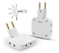 2 Pezzi Presa Piatta Salvaspazio, 3 in 1 Presa Multipla Salvaspazio EU con Rotazione 180°, Adattatore Presa Europa Spina Convertitore di Potenza EU Travel Socket, 110-250V (Bianco)