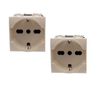 2 Pezzi Presa Schuko 2P+T 16A, Compatibile Con Bticino Living Light (Bianco)