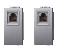 2 Pezzi Presa Telefonica RJ11, Compatibile Con Bticino Living Light (Grigio)