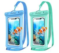 [2 Pezzi]ProCase Custodia Impermeabile Galleggiante Smartphone IPX8 per iPhone 13/12/11 Pro Max XR XS X, Galaxy A22/A52/A12/A5, Xiaomi Redmi 9/Note 11 10 9, Huawei P40 P30 PRO Fino a 7,0" -Blu/Verde