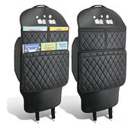 2 Pezzi Protezione Schienale Auto per Bambini, Coprisedile e Organizer | Coprisedile Impermeabile con Tasca Portaoggetti, Antigraffio e Versatile per la Maggior Parte delle Auto, Nero