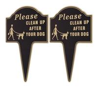 2 pezzi, pulire dopo il segno del vostro cane su entrambi i lati, non ci sono cartelli per cani con palo in alluminio, senza scudo antiruggine e impermeabile per prati