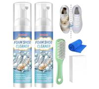 2 Pezzi Pulisci Scarpe,Pulizia Scarpe Scamosciate,Kit Pulizia Scarpe con Spazzola,Asciugamano e Spugna,Detergente per Sneakers per Scarpe Bianche Stivali in Maglia Allenatori Pelle Nabuk(200 ml)