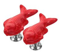2 Pezzi Pulsante per Wc a Forma di Pesce, Rosso, in Lega di Zinco | Ricambio Creativo per Cassetta Wc Esterna Doppio Pulsante, Installazione Semplice, Uso Comodo, Finitura Ceramica
