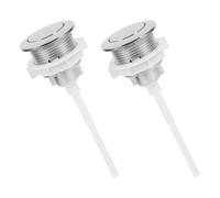 2 Pezzi Pulsante Wc Singolo per Cassetta, Tondo, Abs, Argento | Ricambio per Bagno, Pressione Dall'alto Rettilinea, Compatibile, Stile Moderno ed Elegante