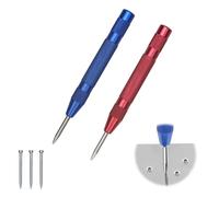 2 Pezzi Punzoni per Metallo, AMONENZ 130mm Punzonatrice Automatica, con 3 Pezzi Punta di Ricambio, Punzone a Molla, per Metallo Tenero, Legno, Vetro