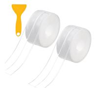 2 Pezzi PVC Nastro Sigillante per Doccia 3,2M Guarnizione Water Pavimento Bordo Cucina Anti Acqua Con Raschietto Strisce di Guarnizione Autoadesive Trasparente in Silicone Guarnizione Adesiva