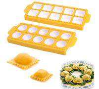 2 Pezzi Quadrato e Rotondo Stampo in Plastica per Ravioli, Stampo per Raviolini Quadrati, Stampo per Ravioli Italia Riutilizzabile Facile da Pulire Stampo per Raviolini Tondi Macchina per Ravioli