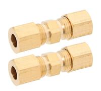 2 Pezzi Raccordo di Compressione 1/4 in Ottone Unione Uguale | Tubi in Alluminio e Termoplastici, Connessioni per Linee a Bassa e Media Pressione, Finitura Oro
