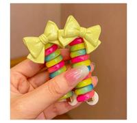 2 pezzi ragazze fasce elastiche in gomma for bambini filo telefonico fascette for capelli spirale for corda for coda di cavallo accessori for(Yellow bow)