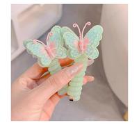 2 pezzi ragazze fasce elastiche in gomma for bambini filo telefonico fascette for capelli spirale for corda for coda di cavallo accessori for(Green butterfly)