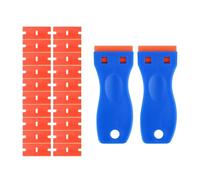 2 Pezzi Raschietti in Plastica con 20 Lame Doppio Taglio,Kit di Raschietti per Vetro e Vetrate, per Rimozione di Adesivi da Superfici Sensibili, Finestre e Vetrocottura