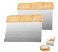 2 Pezzi Raschietto per Pasta in Acciaio Inossidabile con Manico in Legno, 15×11cm Professionale Tarocco per Impasti, Taglia Impasto Pizza, Raschietto per Pasta, Spatola Cucina, Raschietto Pasticceria