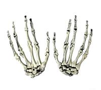 2 pezzi realistici scheletro mani a grandezza naturale con ossa in plastica divisa per Halloween Horror Decor Haunted House Party Educational Anatomia Display 15 x 9,5 cm (Mix)