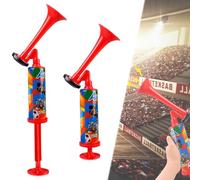 2 pezzi Red Air Horn: Riutilizzabile Stadio Horn Fanfara, Calcio, Clacson ad aria compressa, clacson ad aria, uso versatile come clacson nel traffico, partite di calcio