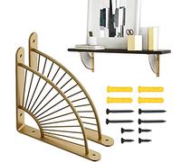 2 Pezzi Reggimensola d'Oro/Nero, Angolo Mensola Dorato, Staffe per Mensole Parete Metallo, Supporto per Mensola Angolare, Cornice Forma Ventaglio, per Soggiorno Camera Ristorante Decorazione,Oro/Nero