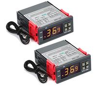 2 Pezzi Regolatore di Temperatura Digitale DC 12V 10A Termostato Centigrado Termoregolatore Generale Calibrazione della Temperatura con Sensore 2 Uscite a Relè per Raffreddamento