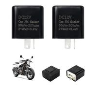 2 Pezzi Rele Frecce LED 12V 2 Pin, Relè Lampeggiante Universale, Relè Elettronico Lampeggiante con Regolatore Frequenza per Auto e Moto, Compatibile con Indicatori di Direzione, Nero