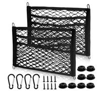 2 pezzi Rete Portaoggetti Auto，45 x 25 cm, Rete Bagagliaio Auto Universale Nero per camper, auto, rete elastica per bagagli con 4 moschettoni,borsa a rete universale per roulotte e barche