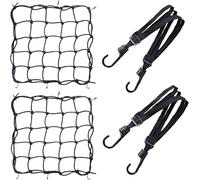2 Pezzi Rete Ragno Moto Con Ganci + 2 Elastico Rete Portapacchi Elastia Accessor