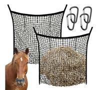 2 Pezzi Reti Fieno Per Cavalli, 90x80 Cm Grande Rete Da Fieno Rete Da Fieno Per Fattoria Con 4 Moschettoni Rete Da Fieno A Maglie Strette Nera Per Cavalli Bovini Pecore