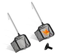 2 pezzi retino pesca per acquari, mini retino con manico telescopico, adatto per acquari, piccoli stagni e piscine, estendibile fino a 46 cm.