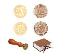 2 pezzi retrò alfabeto iniziali per sigillare la cera, vintage, 26 letters Brass Sealing Stamp con manico in legno rimovibile per invitazioni di festival, card, regalo wrapping Decoration-A