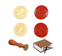 2 pezzi retrò alfabeto iniziali per sigillare la cera, vintage, 26 letters Brass Sealing Stamp con manico in legno rimovibile per invitazioni di festival, card, regalo wrapping Decoration-N