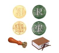 2 pezzi retrò alfabeto iniziali per sigillare la cera, vintage, 26 letters Brass Sealing Stamp con manico in legno rimovibile per invitazioni di festival, card, regalo wrapping Decoration-P