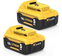 2 Pezzi Ricambio Batteria per Dewalt 18V 5000mAh DCB185 DCB184 DCB180 DCB181 DCB182 DCB200 DCB201 DCB201-2 DCB200-2 DCB204-2 DCB205-2 Compatibili Utensili Elettrici