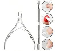 2 PEZZI Rifilatore per unghie professionale in acciaio inossidabile, forbici, nipper, multiutensile per cuticole, sollevatrici, kit per manicure e cura delle unghie Acciaio inossidabile