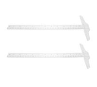 2 Pezzi Righello a T in Plastica da 30cm, Doppia Scala per Disegno Tecnico | Graduazioni in Pollici e Centimetri, Testa Fissa a T, Foro per Appenderlo, per Studenti e Ingegneri