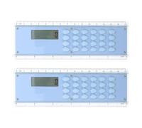 2 pezzi Righello Calcolatrice 15cm con Doppia Scala Blu per studenti | Plastica Sottile, Display Digitale e Tasti Grandi, per Appunti, Esercizi e Prove d'Ingegneria