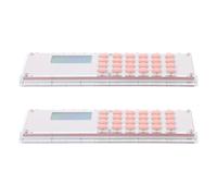2 Pezzi Righello Calcolatrice Compatto a Doppia Scala | Plastica Rosa, Misurazione Precisa e Uso Semplice, Formato Tascabile per Astuccio e Disegno
