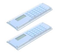 2 pezzi Righello Calcolatrice Tascabile Blu, Plastica, 16x5,4x0,7cm | Doppia Scala 15cm e 6 Pollici, Display Chiaro e Tasti Grandi, per Appunti e Disegno