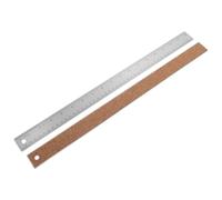 2 Pezzi Righello in Acciaio Inossidabile con Sughero, Doppia Scala | Ufficio e Aula, Presa Confortevole Antiscivolo, Resistente a Piegature e Usura