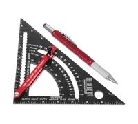 2 Pezzi Righello Triangolare Regolabile, Scala Metrica e Imperiale | Lega di Alluminio Rossa, per Falegnami e Appassionati, Tracciatura Precisa su Legno e Compensato