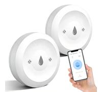 2 Pezzi Rilevatore di Perdite d'acqua WiFi, 50x50x15mm Rilevatore di Perdite d'acqua Collegato, Intelligente Rilevatore di Acqua, Rilevatore di Inondazione Collegato Impermeabile IP66 per Cucina