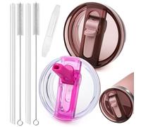 2 Pezzi Rimovibile Coperchio per Tazza Stanley, Coperchi Stanley Cup a Prova di Perdite per 40oz con Cannucce, Coperchio di Ricambio per Accessori Stanley Cup (Ros Viola)