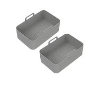 2 pezzi riutilizzabili friggitrice ad aria in silicone vassoio piatto doppio cestello teglia da forno pentola piastra accessori, compatibile con Ninja(2pcs gray)