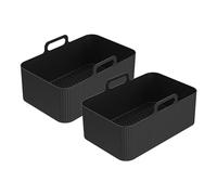 2 pezzi riutilizzabili friggitrice ad aria in silicone vassoio piatto doppio cestello teglia da forno pentola piastra accessori, compatibile con Ninja(2pcs black)