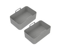 2 Pezzi Riutilizzabili Friggitrice Ad Aria Vassoio In Silicone Piatto Doppio 2 Cestelli Teglia Da Forno Pentola Piastra Fodera Accessori Doppia Friggitrice Ad Aria, Compatibile Con Ninja,(2pcs gray)