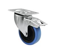 2 pezzi - ROADINGER Ruota Girevole 100mm BLUE WHEEL con Freno a Doppia Funzione