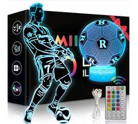 2 Pezzi Ronaldo Calcio Luce Notturna Bambini, Regalo de Calcio per Bambini 2 3 4 5 6 -12 anni, Calcio Lampade 3D Illusione Lamp con 16 Cambi di Colore, Regali di Natale Compleanno per Ragazza, Ragazzo
