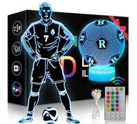 2 Pezzi Ronaldo Calcio Luce Notturna Bambini, Regalo de Calcio per Bambini 2 3 4 5 6 -12 anni, Calcio Lampade 3D Illusione Lamp con 16 Cambi di Colore, Regali di Natale Compleanno per Ragazza, Ragazzo
