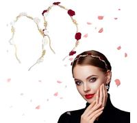 2 Pezzi Rosa Cerchietti Perla in Metallo, Fascia per Capelli con Perline Rosa Da Donna, Accessori per Capelli con Fascia in Metallo Rosa, Perfetti per Qualsiasi Outfit, Copricapo Da Sposa, Ragazze