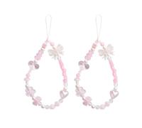 2 pezzi rosa perline acriliche cinghie mobili anti-perso cinghie da mano ciondolo telefono appeso corda cordino da polso pulsante Home adesivi decorazione accessori