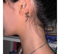2 Pezzi Rosa Serpente Piccolo Modello Dietro L'Orecchio Vero Non Riflettente Simulazione Erbe Tatuaggio Temporaneo Finto Anti-Sfregamento Uomini E Donne Semi-Permanente Durata 2 Settimane