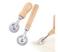 2 Pezzi Rotella Taglia Ravioli, Ruota di Taglio Pastry,Rotella Ravioli con Manico Lungo e Corto,Rotella Tagliapasta,Taglia Pasta Dentata per Sfoglia a Mano Multifunzionale per Accessori per la Pasta