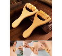 2 pezzi Rullo massaggiante manuale, strumento di massaggio ergonomico portatile per piedi, collo, schiena e tutto il corpo, massaggiatore a rullo in legno per scuola, ritorno a scuola, viaggi, casa, i